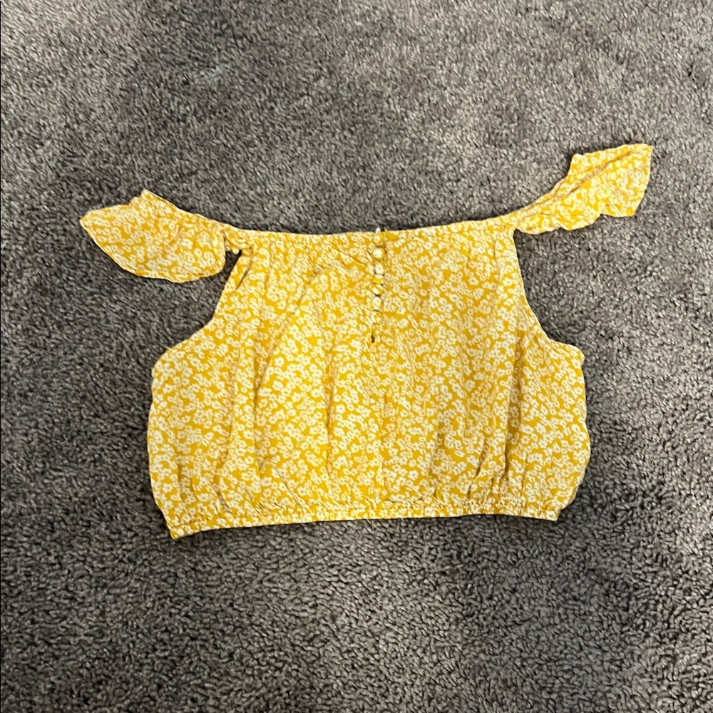 Pink Lily Yellow Floral Crop Top